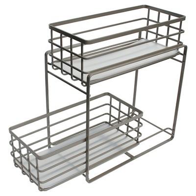 Under Vanity Two Tier Slide Out Utility Storage Bin Champagne - 88 Main