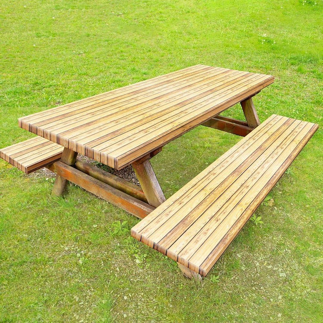 Boao 3 Pcs Vinyl Picnic Table Cover with Bench Cover 6 ft 30 x 72 Inch Waterproof Fitted Tablecloth Flannel Backing Rectangular Elastic Edged for Camping Outdoor Patio Travel(Wood Grain)