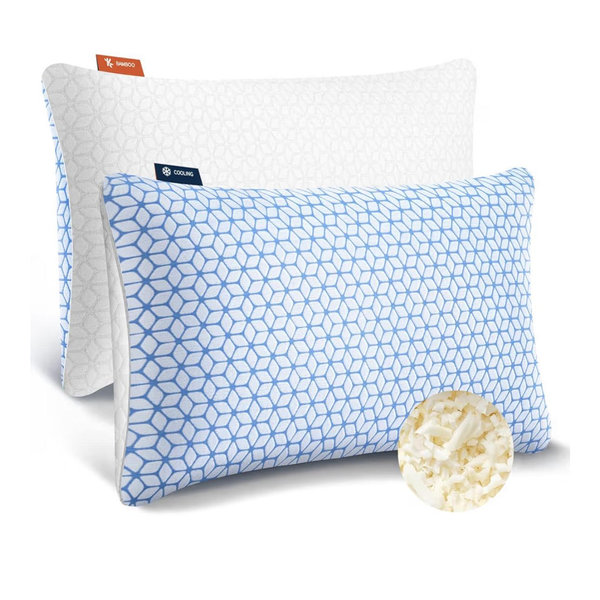 Love Attitude Shredded Memory Foam Pillows Queen Size Set of 2, Cooling Firm Pillows Queen Size 2 Pack for Bed, Adjustable for Side Back Stomach Sleepers