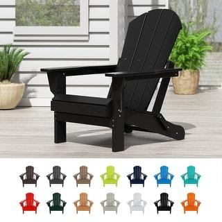 POLYTRENDS Laguna Folding Poly Eco-Friendly All Weather Outdoor Adirondack Chair - Black