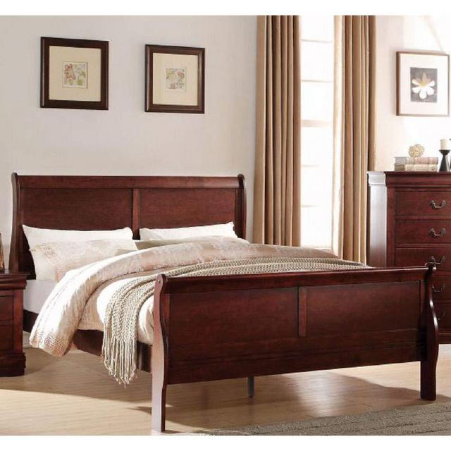 King Bed Frame, Harper&Bright Designs Solid Wooden King Size Platform Bed with Headboard & Footboard, Box Spring Needed, Easy Assembly, King Size, Cherry