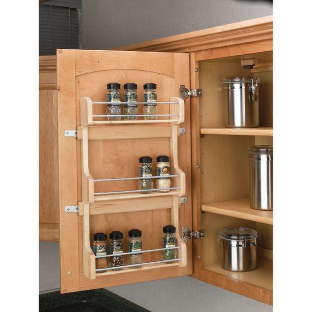 Rev-A-Shelf - Medium Cabinet Door Mount Wood 3-Shelf Spice Rack