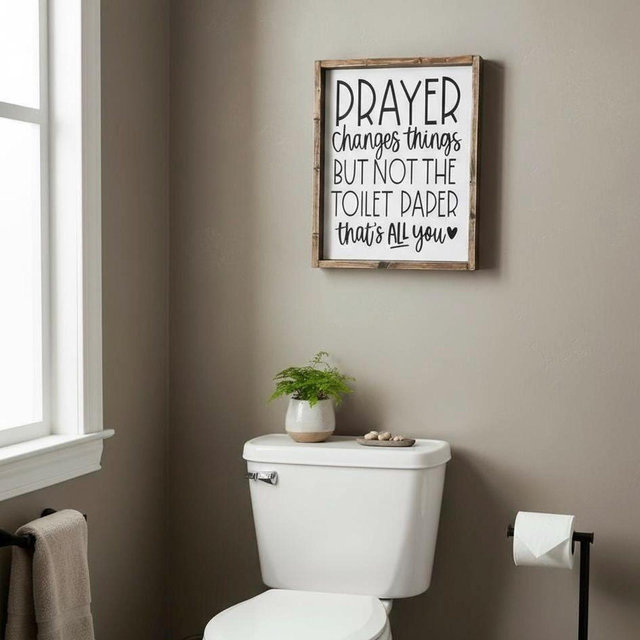 Farmhouse Bathroom Wood Sign: Prayer Changes Things Decor