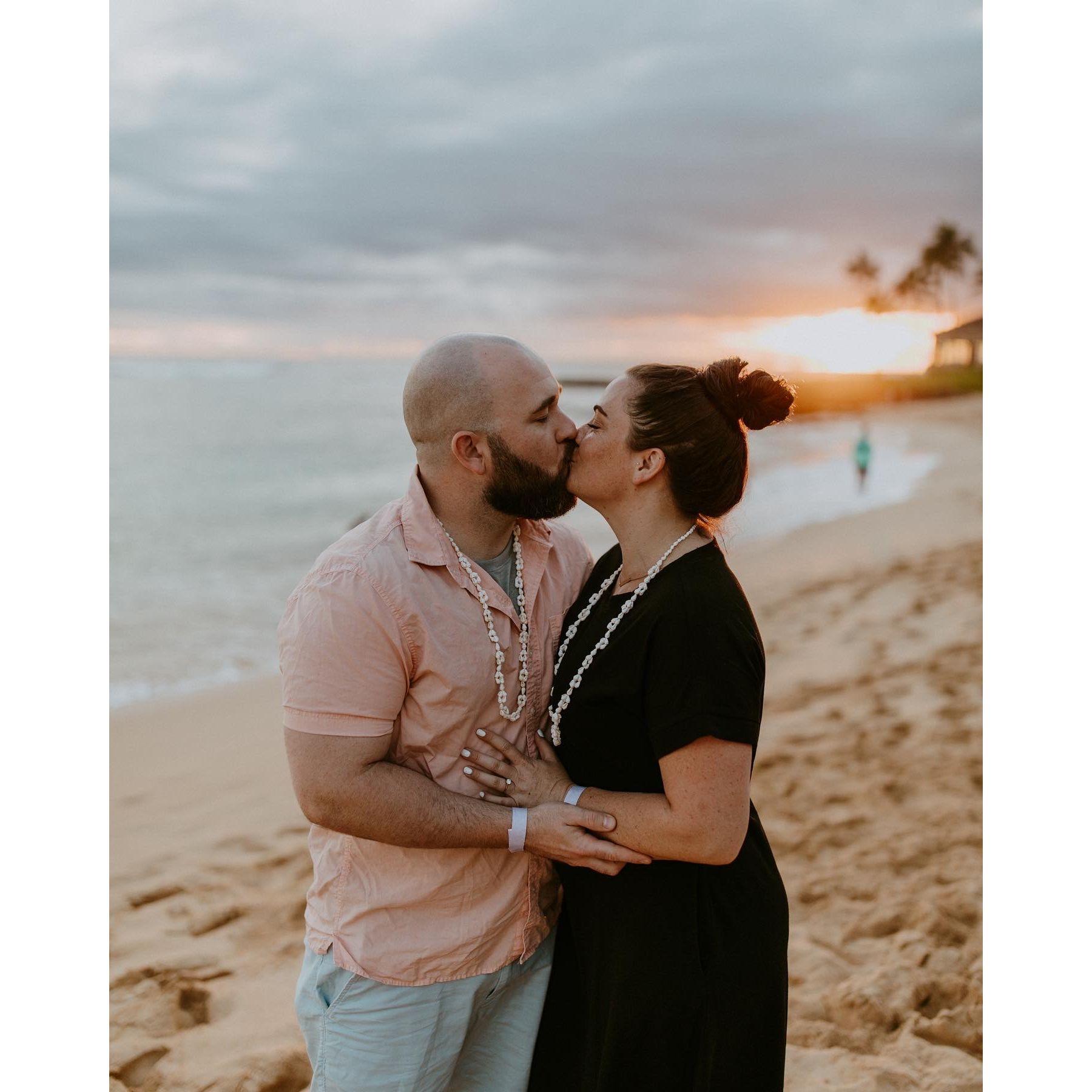 Our first official engagement photo at Joel's first luau <3