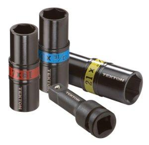TEKTON 4950 1/2-Inch Drive Lug Nut Service Tool Flip Impact Socket Set, Inch/Metric, 4-Piece