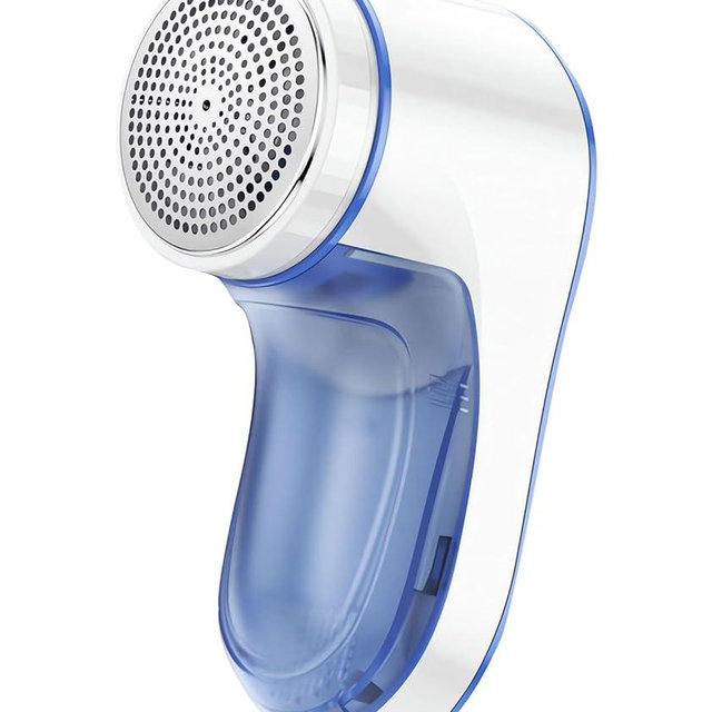 Fabric Shaver, Lint Remover for Clothes, Effectively and Quickly Remove Pills, Sweater Shaver with Stainless Steel 3-Leaf Blades and Safety Lock Protection.(Blue & White)
