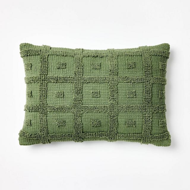 Tufted Geo Lumbar Throw Pillow Sage - Threshold™ designed with Studio McGee