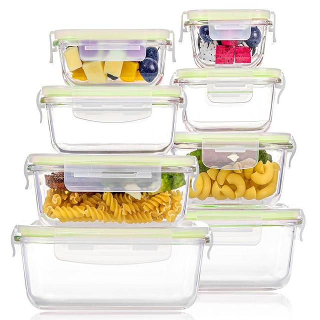 Vtopmart 8 Pack Glass Food Storage Containers with Lids (Grass Green)