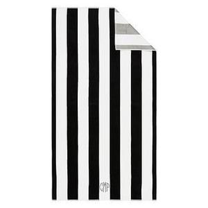Reversible Awning Stripe Beach Towel- Black/Gray