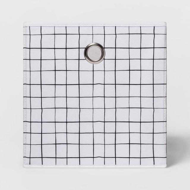 11" Fabric Cube Storage Bin White/Black - Room Essentials™