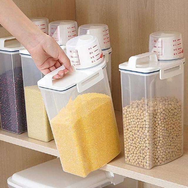 Plastic Transparent Tank, Rice Storage Barrel, Household Food Container Grain Storage Box for Oatmeal, Grain, Cereal, Pasta, Flour