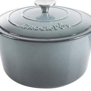 Crock Pot Artisan 5 Quart Enameled Cast Iron Round Dutch Oven, Slate Gray