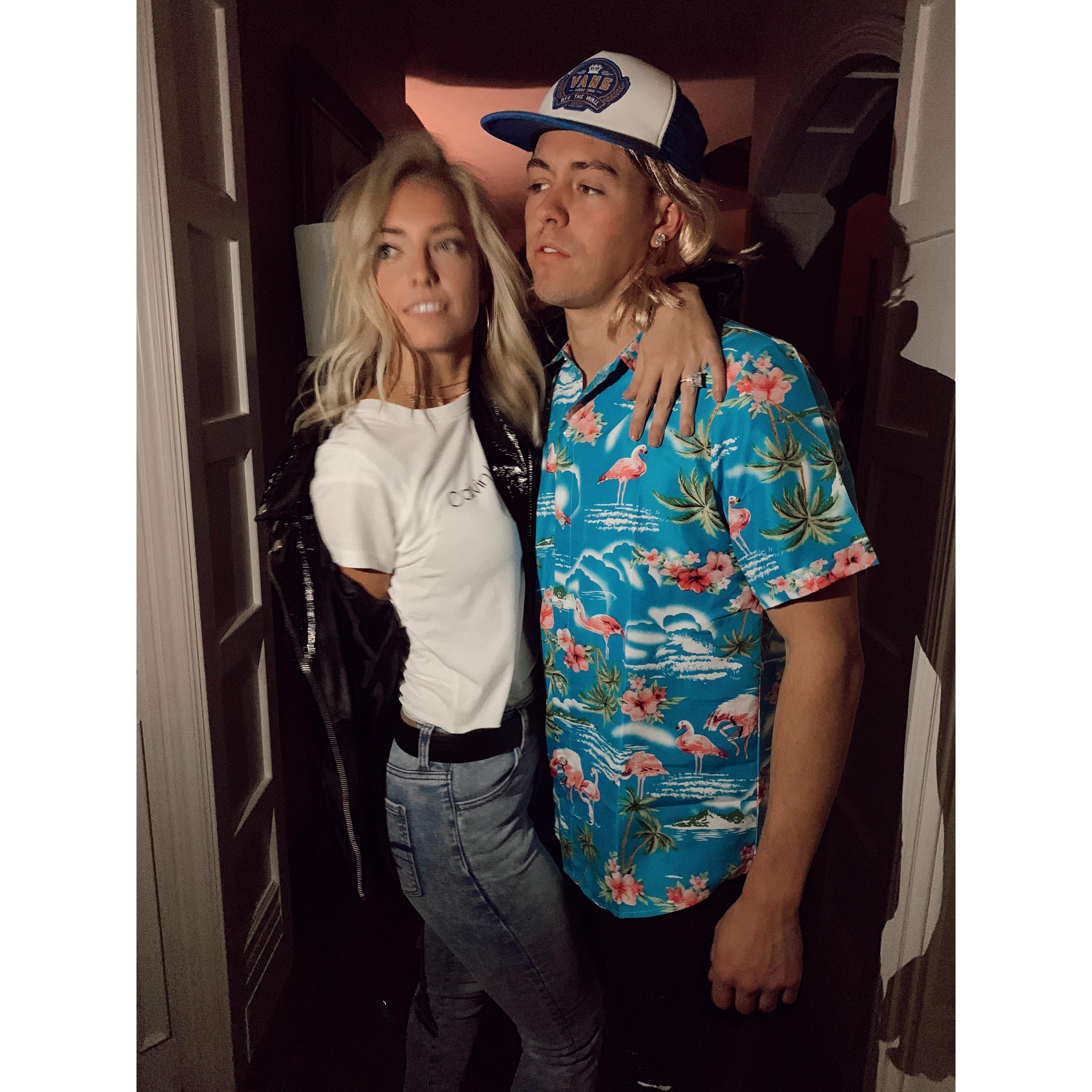 Dressed up as Justin and Hailey Bieber for Halloween
