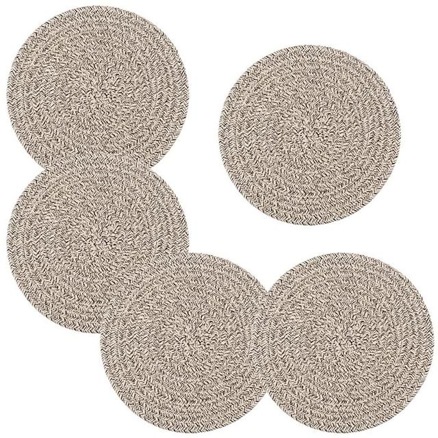Trivets for Hot Pots and Pans 8 inches 5 Pcs, Trivet for Hot Dishes, Hot Pads for Kitchen Table, Large Coasters Cotton Mat to Protect Counter, Cooking Potholder Set (Brown, 5)