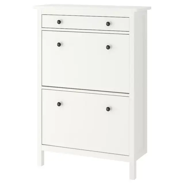 HEMNES Shoe cabinet with 2 compartments, white35x11 3/4x50 "