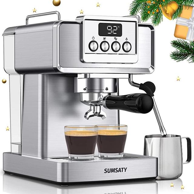 SUMSATY Espresso Machine, Stainless Steel Espresso Machine with Milk Frother for Latte, Cappuccino, Machiato,for Home Espresso Maker, 1.8L Water Tank, 20 Bar