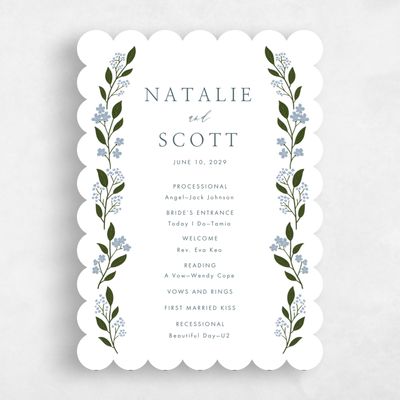 White Scalloped Wedding Program - Ortensia