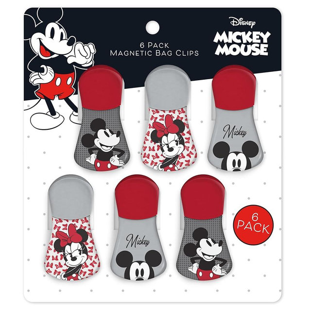 Disney Magnetic Chip Clips – Set of 6 Bag Clips for Food Storage - Mickey, Minnie, Lilo & Stitch, Winnie The Pooh – Durable Airtight Bag Chip Clips for Pantry & Fridge Use