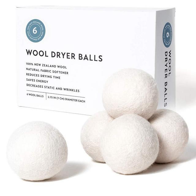 Wool Dryer Balls 6-Pack, Handmade Reusable Laundry Dryer Ball, Natural Fabric Softener 100% Premium New Zealand Wool, Reduce Clothing Wrinkles and Save Drying Time