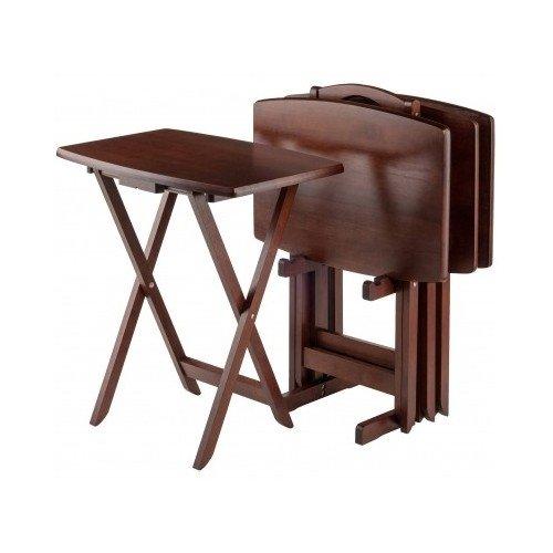 4-Pack TV Tray Portable Folding Tables with Storage Stand For Dining, Homework, Computers, Laptops, Dorm, Office Furniture When Extra Table is Needed.