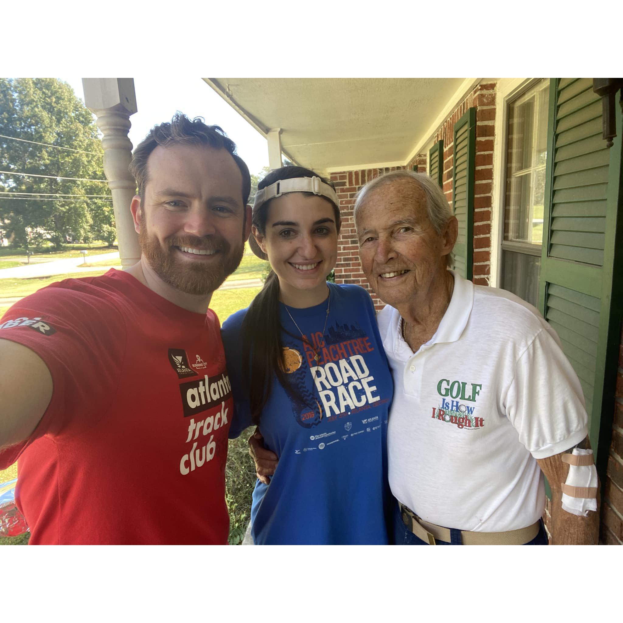 Hanging out with the coolest 94 year old ever, Ansley's grandfather Wallace