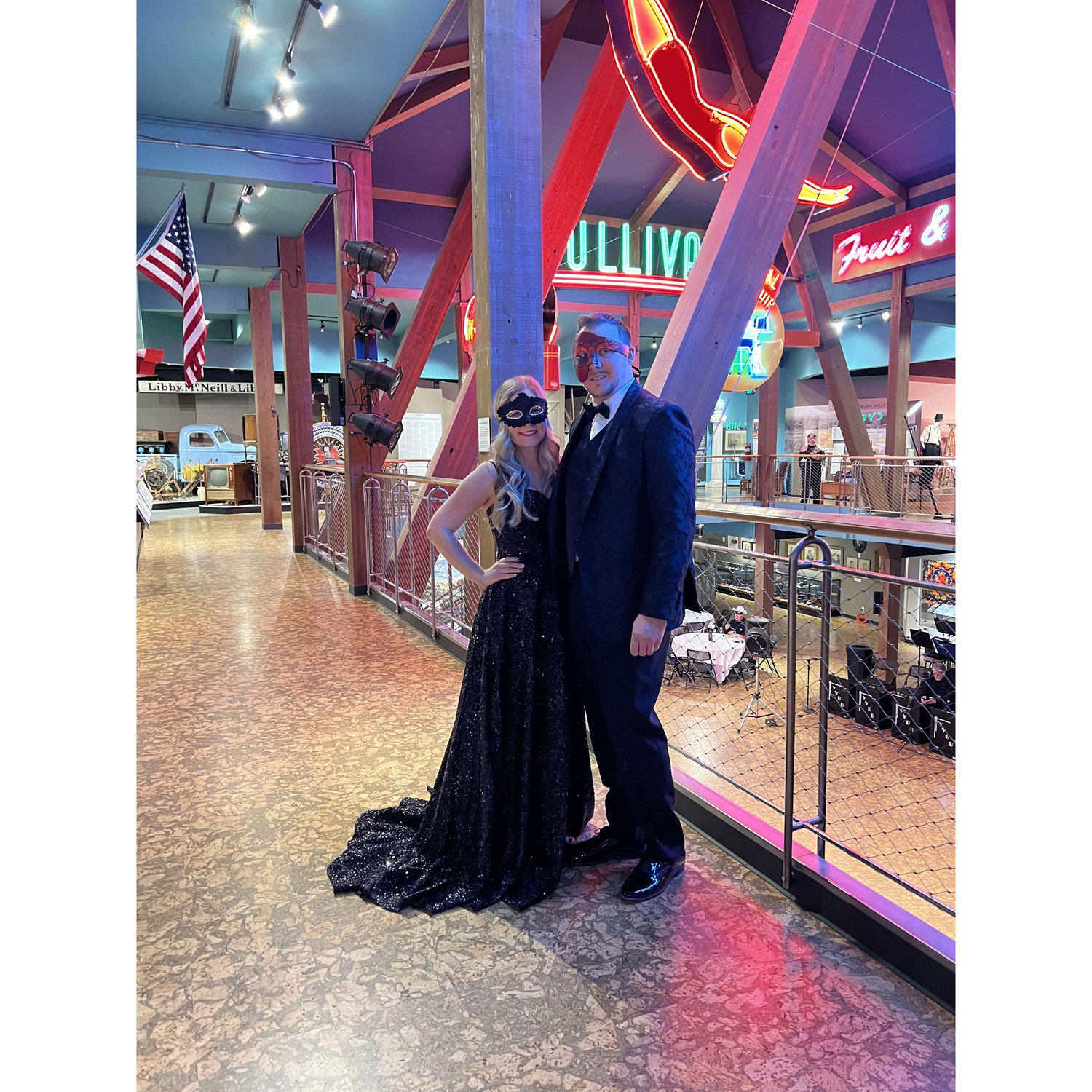 Jessica and Zac at a Masquerade Ball at the Yakima Museum. Trevari, one of Jessica's favorite wineries, threw this ball in October 2023.