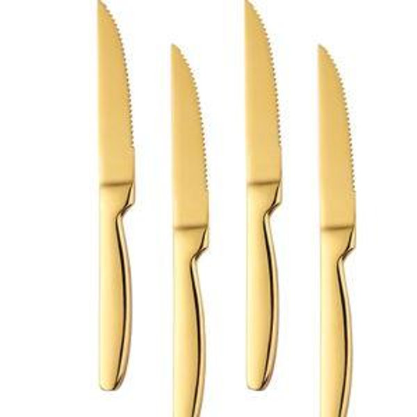 Steak Knife Set, 4-Piece Gold Stainless Steel