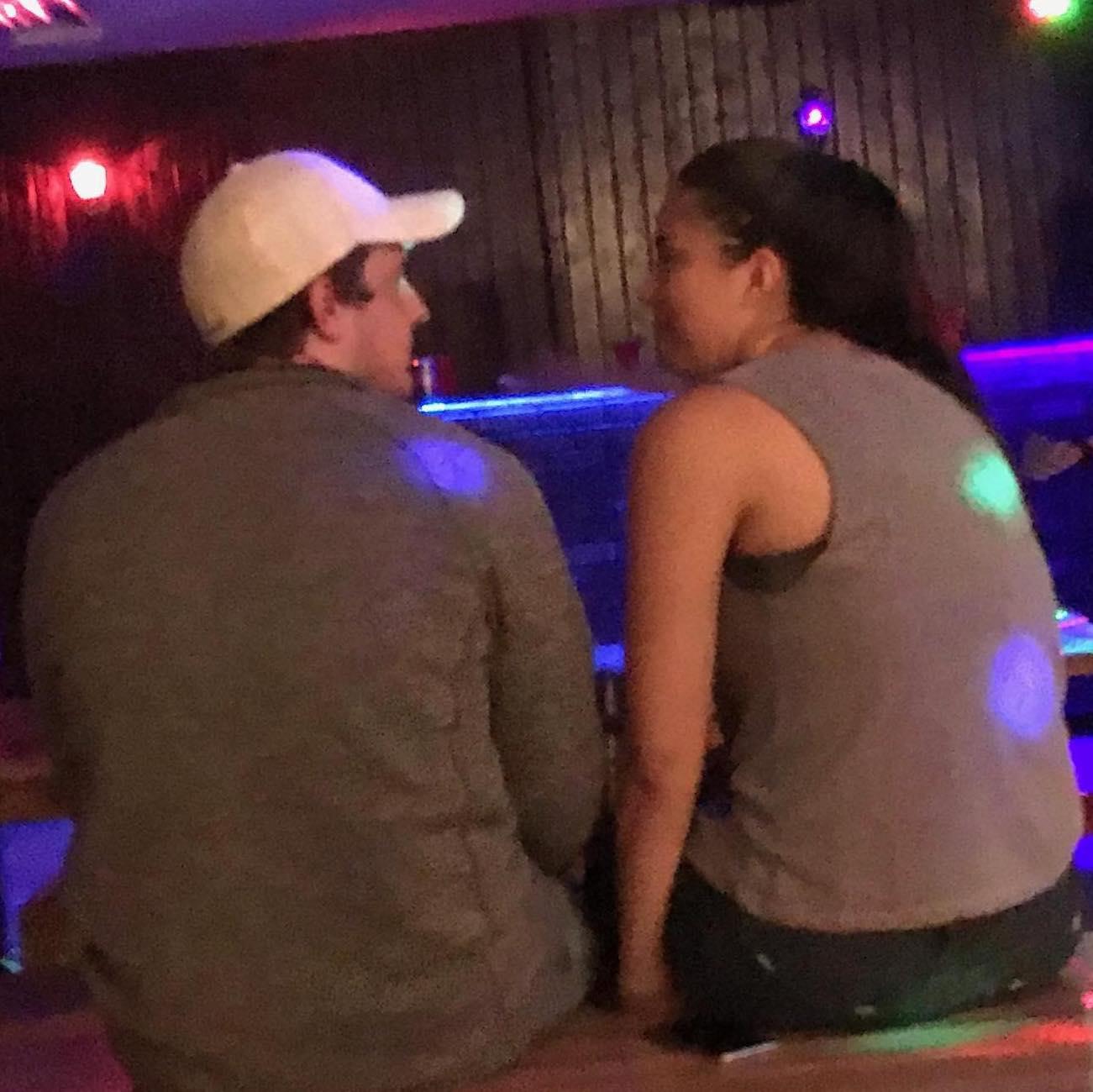 Our first ever picture together, in the basement of Ethan's frat house. 