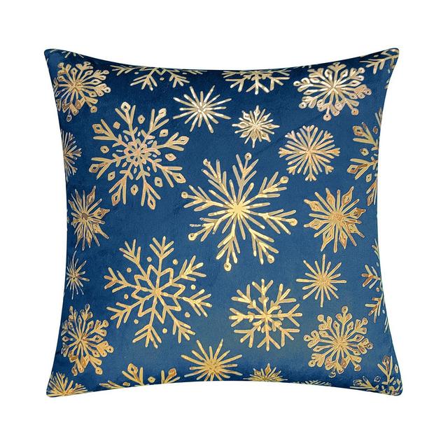 Edie@Home Snowflakes Velvet Foil Print Holiday Decorative Pillow, 18" x 18"