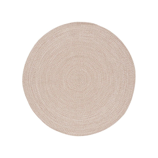 Braided BRA201 Machine Washable UV & Stain Resistant Non-Shedding Hand Woven Indoor/Outdoor Area Rug - Natural - 6' Round - Safavieh