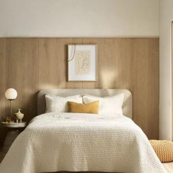 European Linen Cotton Stitch Quilt in Ivory