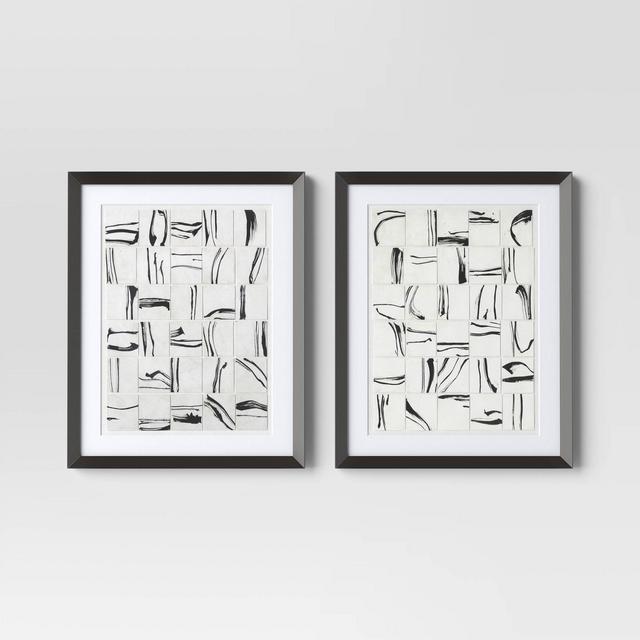 16"x20" Patterned Lines Abstract Framed Arts Black - Threshold™
