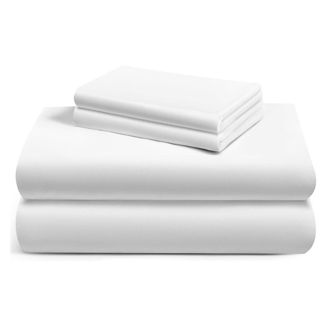 LuxClub 4 PC King Size White Sheet Set, 100% Organic Bamboo Viscose, Deep Pockets up to 16", Soft & Breathable Hotel Luxury Bedding Sheets