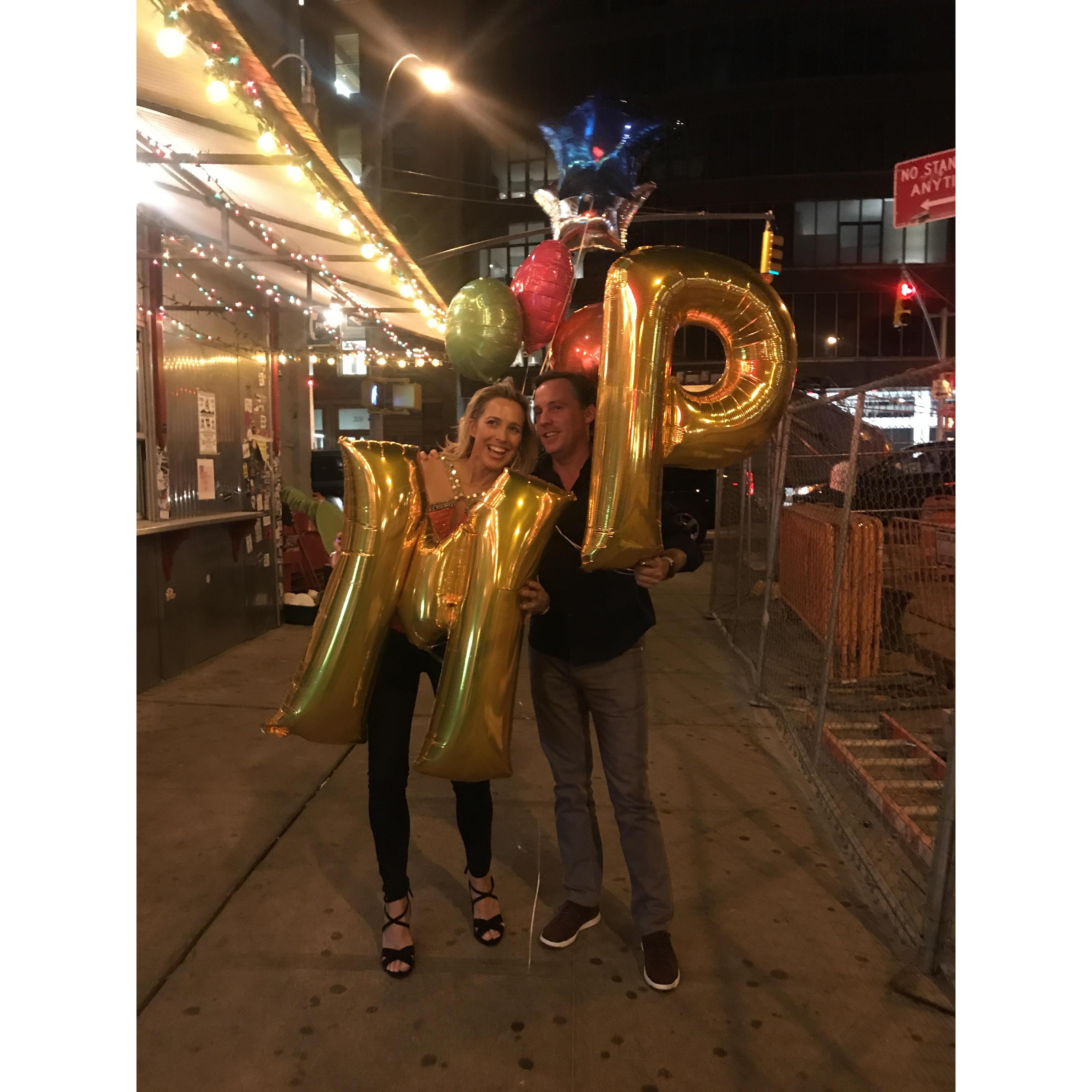 La Esquina, NYC (*no balloons allowed)
Celebrating MP!