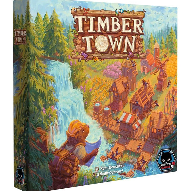 Timber Town Board Game by Alley Cat Games | Ages 10+ | 2 Player River Drafting Strategy Game | Tile Placement, Variable Objectives & Beaver-Themed City Building