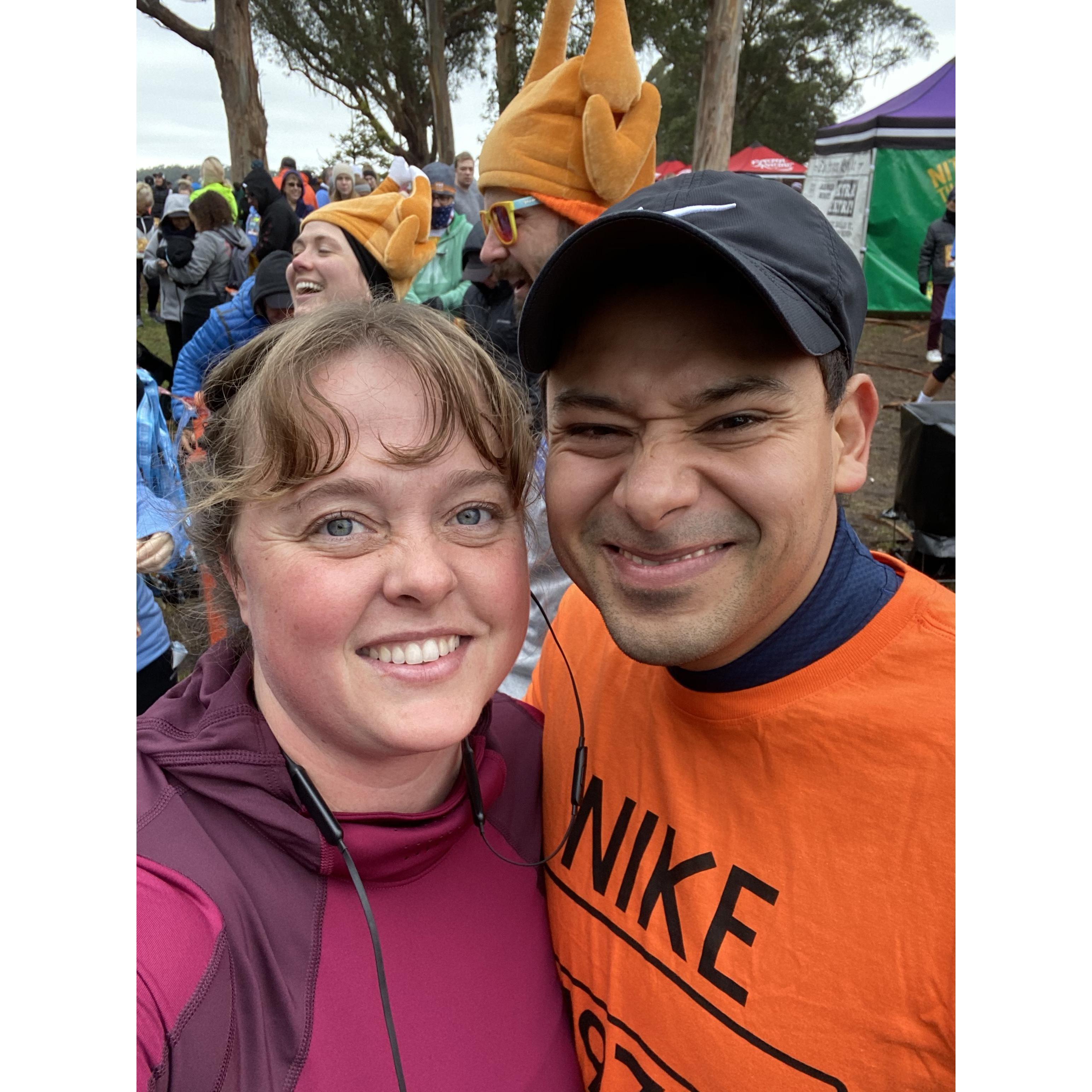 Hölderlin and Mandy went to their first 5k Turkey Trot on Thanksgiving Day 2019. We enjoy exercising and staying active together. :)