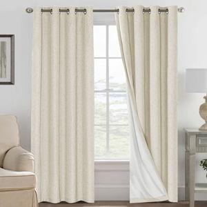 Bleached Sand-H.VERSAILTEX Curtains for Bedroom Black Out Thermal Insulated Linen Textured Curtains Room Darkening Curtains Living Room Curtains 2 Panel Sets, Bleached Sand, 52x96 Inch
