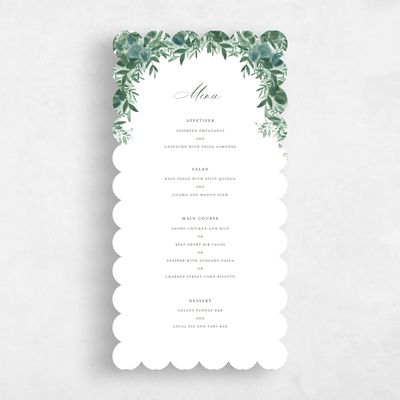 White Scalloped Wedding Menu - Chai