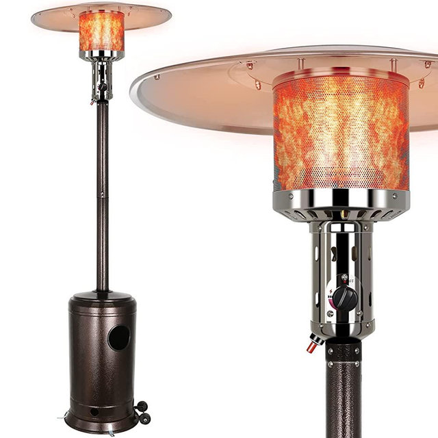 Hykolity 50,000 BTU Propane Patio Heater with Wheels, Auto Shut-off Tilt Valve, Outdoor Propane Heaters for Backyard, Garden, Patio, Porch and Pool, Gazebo, ETL Listed