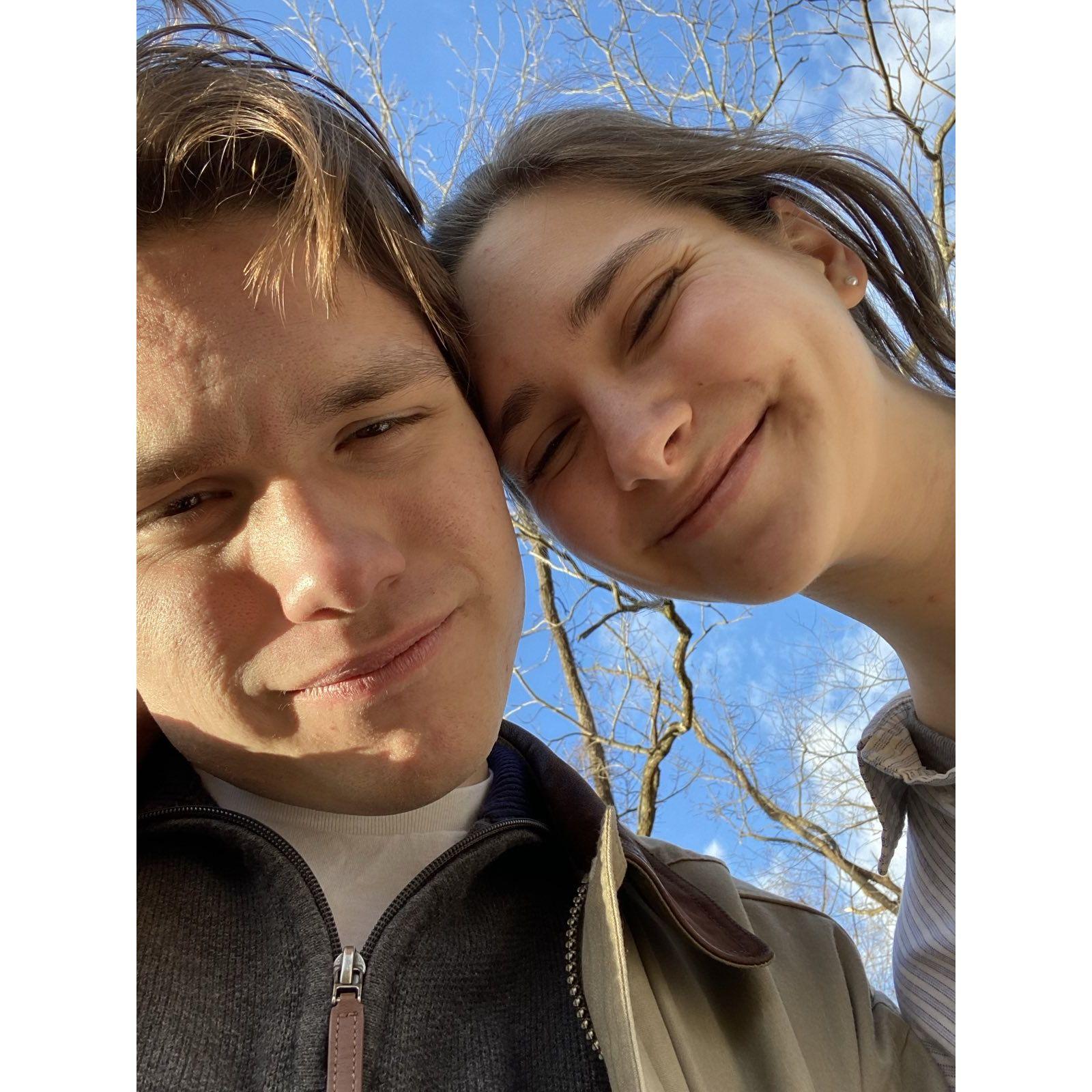 Owen and Helen on a beautiful winter hike around Saint Vincent