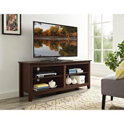 58" Wood TV Media Stand Storage Console - Traditional Brown - Saracina Home