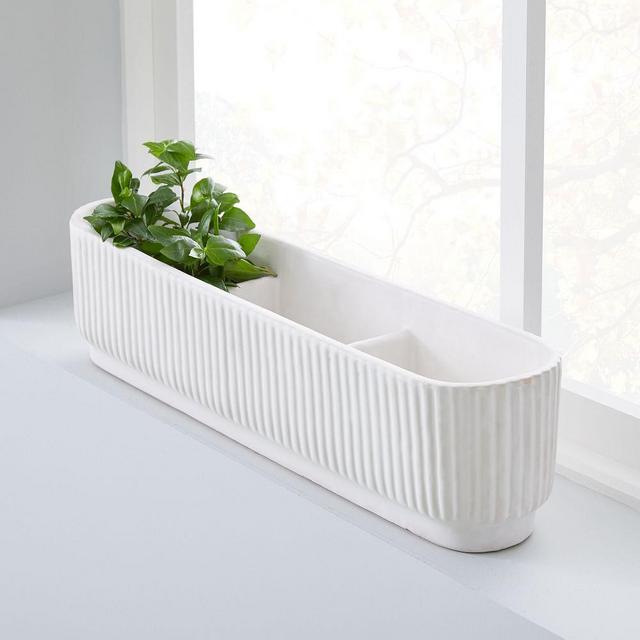 Fluted Windowsill Planter, White