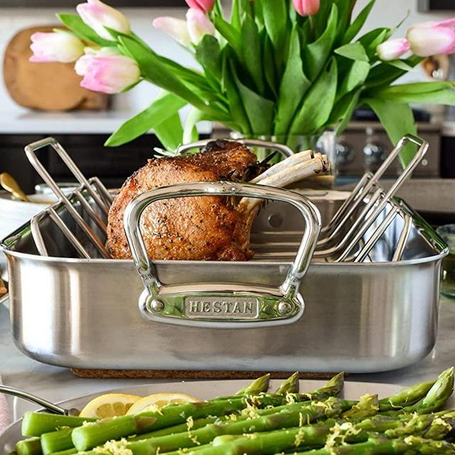 Hestan - Stainless Steel Classic Roaster with Rack, Induction Cooktop Compatible