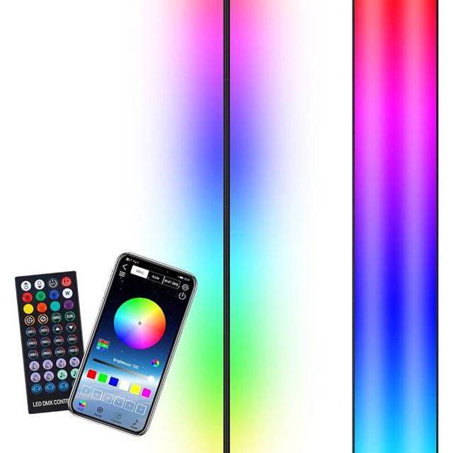 WITHINSAFE Corner Floor Lamp - RGB Color Changing Mood Lighting Lamp - 61" Dimmable Music and Voice Sync Bluetooth App and Remote Control LED Corner Light for Living Room, Bedroom