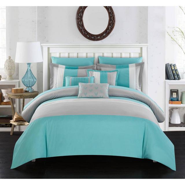 Queen 10pc Bed In A Bag Comforter Set Turquoise - Chic Home Design