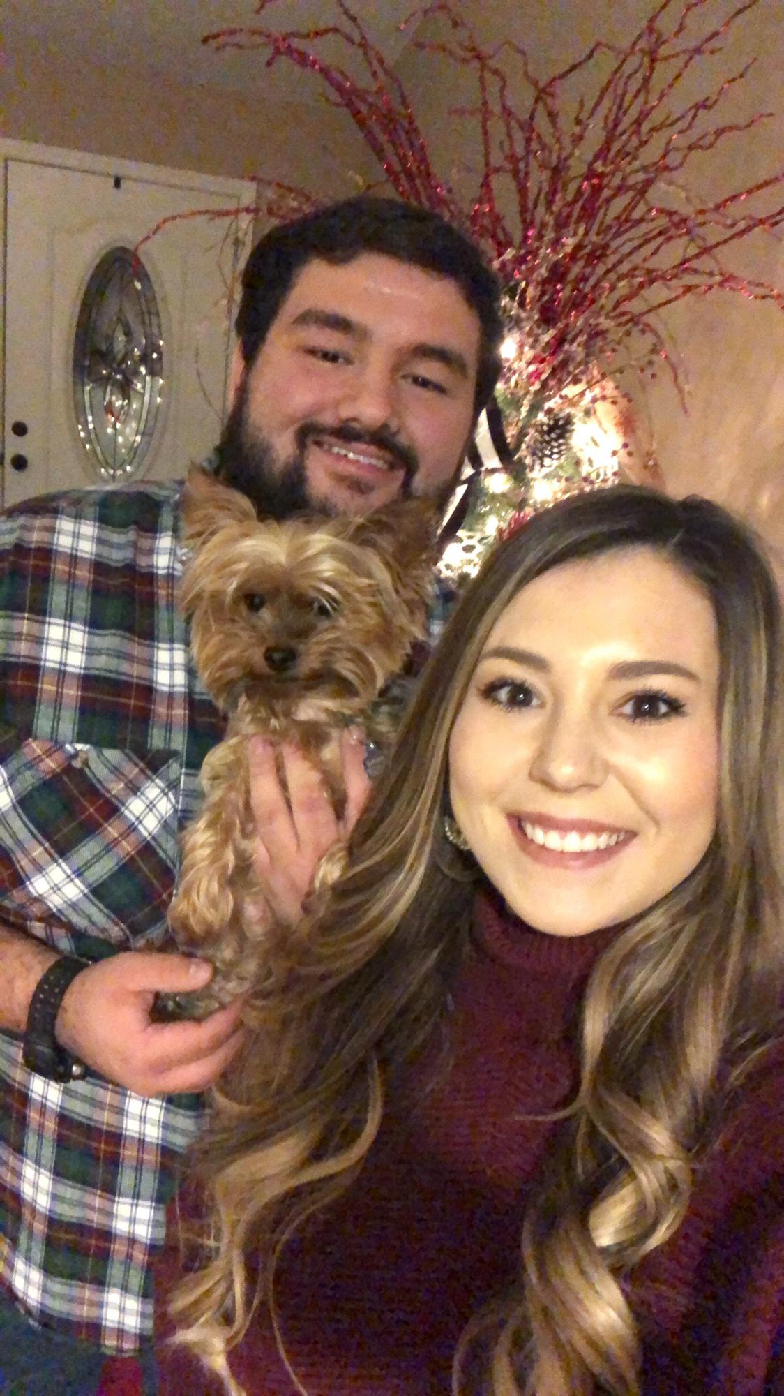 Our baby!! Couldn’t leave out our Millie girl! Christmas 2019 - one year of being engaged!