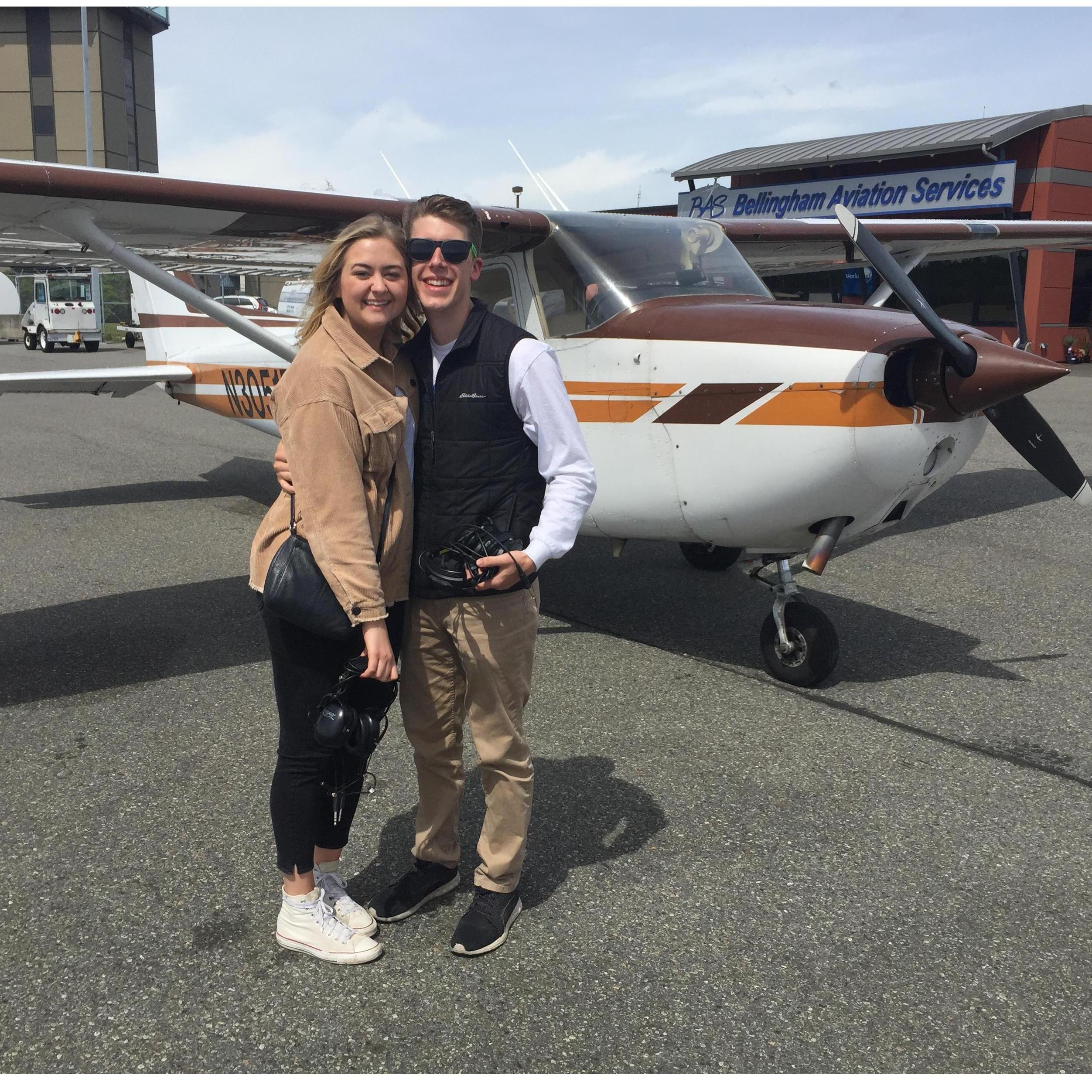For Nate's 25th birthday, Taylor surprised Nate with a plane ride above the San Juan Islands.