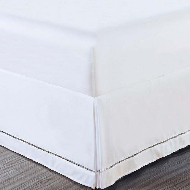 Luxury Hotel King Hemstitch 14" Drop Bed Skirt White