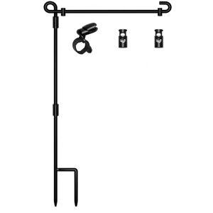 HOOSUN Garden Flag Stand,Premium Garden Flag Holder Pole Metal Powder-Coated Weather-Proof Paint with Graden Flag Clip and Spring Stoppers Without Flag Garden Decorations