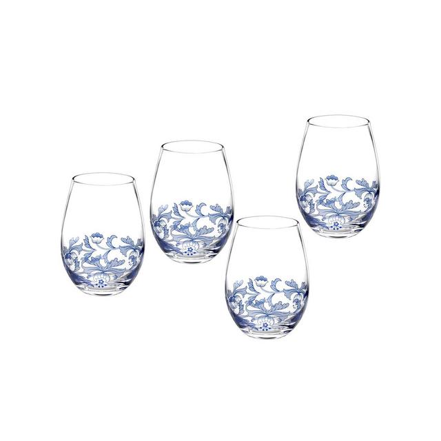 Blue Italian Stemless Glasses, Set of 4